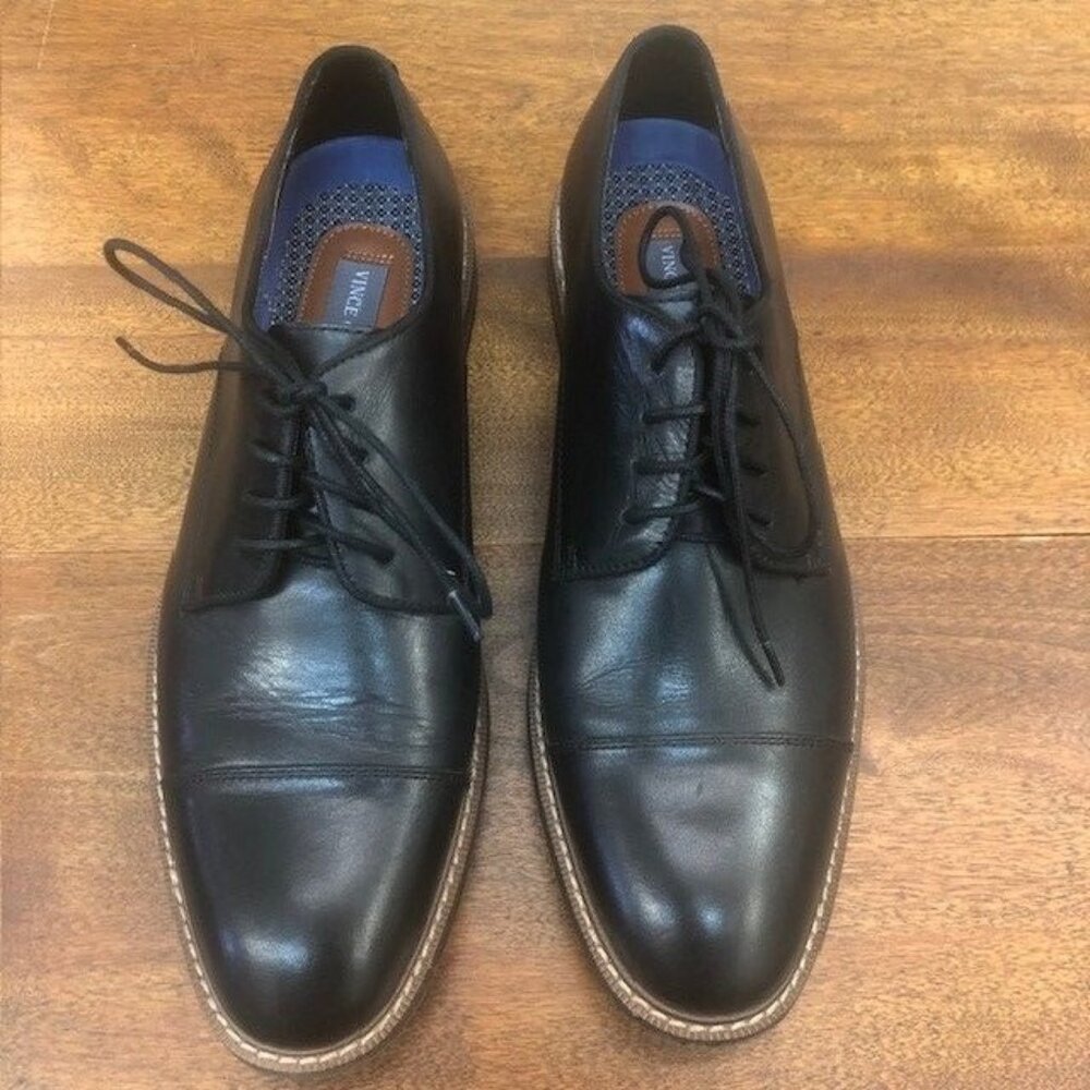 Vince Camuto Men’s Leather Dress VY LAWSON Oxfords‎ Shoes Black Size 10.5 M Lace
